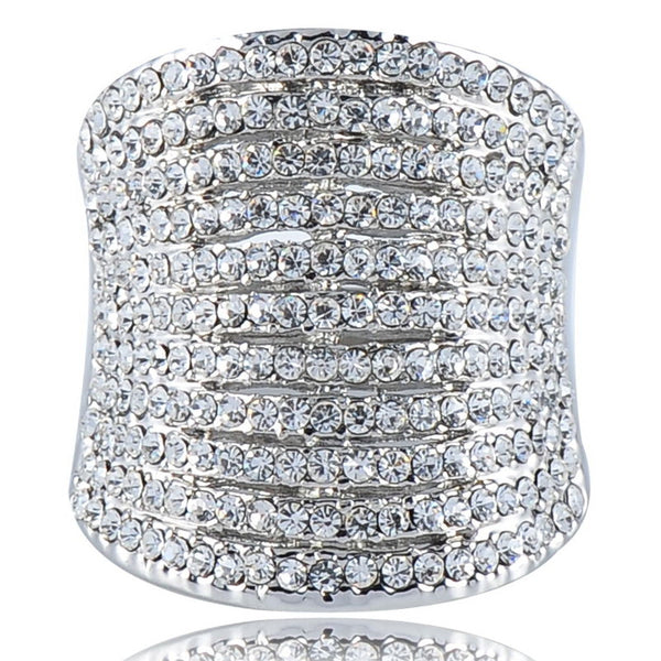 11-Row Swarovski Crystal Diamond Pave Cocktail Ring