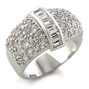 Micro Pave Baguette Cz Diamond Cocktail Wedding Dome Ring Band