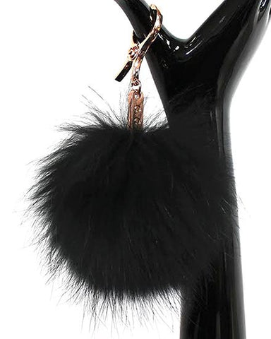 Fox Fur Pom-Pom Key Chain (Black)