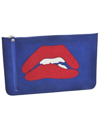 Red Lips Blue Clutch