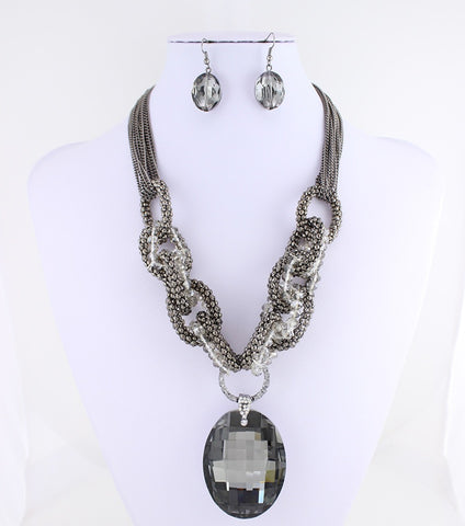 Hematite Link Crystal Pendant