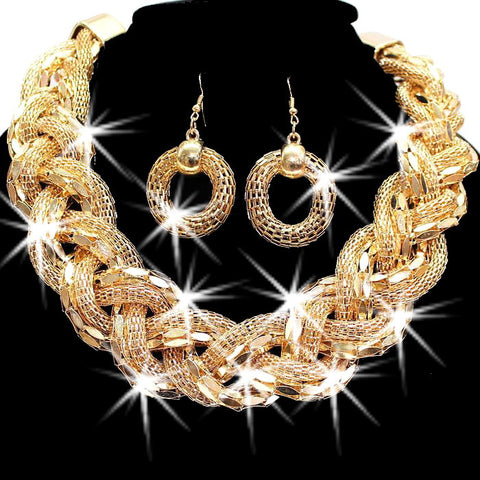 TWISTED Mesh Diamond Cut Chain Link Necklace