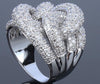 Big Silver Swirl Cocktail Dome Ring Micro Pave Set  Cz Diamond