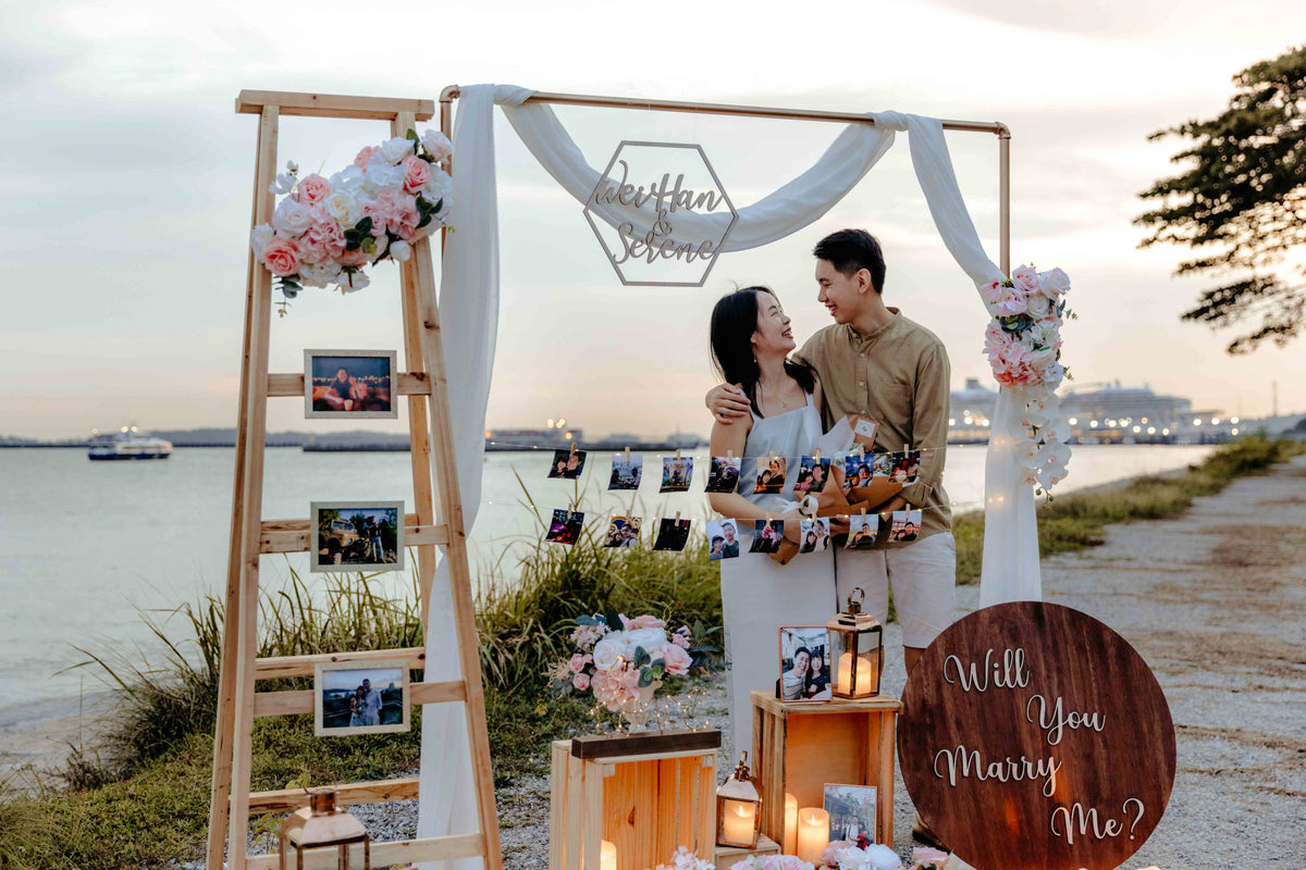 Romantic Outdoor Proposal Decor in Singapore at Marina South Promenade by Style It Simply