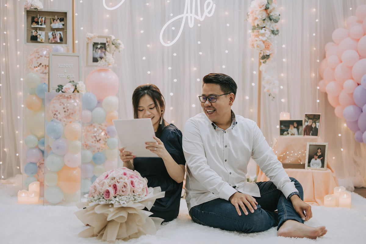 Romantic Proposal in Singapore with Giant Heartshape Balloon Sculpture at Haus of Feel's Indoor Studio by Style It Simply