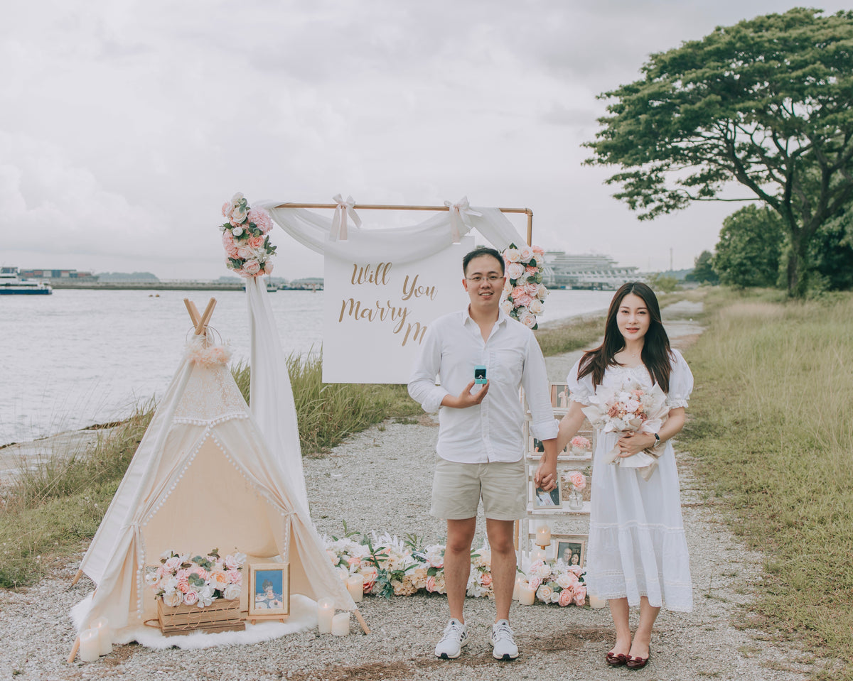 Romantic Outdoor Proposal Decor in Singapore at Marina South Promenade by Style It Simply