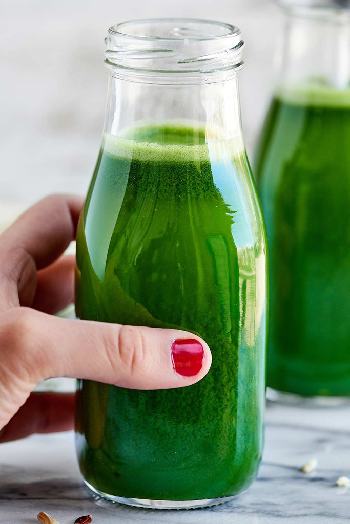 Green powder bottle drink