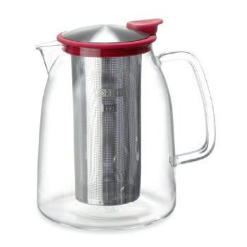 Tea Forte Tea Over Ice Steeping Tea Pitcher Set of Two, 12oz Glass Ice Tea Pitcher and 24 oz Pitcher for Perfect Flash Chilled Ice Tea, Dishwasher