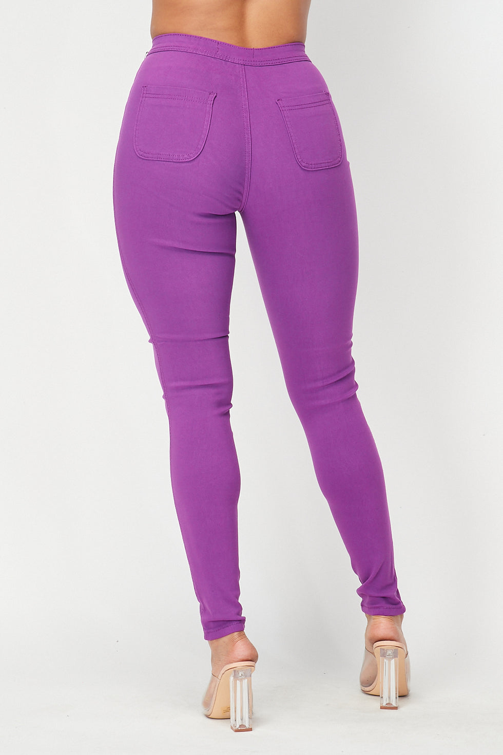 Super High Waisted Stretchy Skinny Jeans - Purple – SohoGirl.com