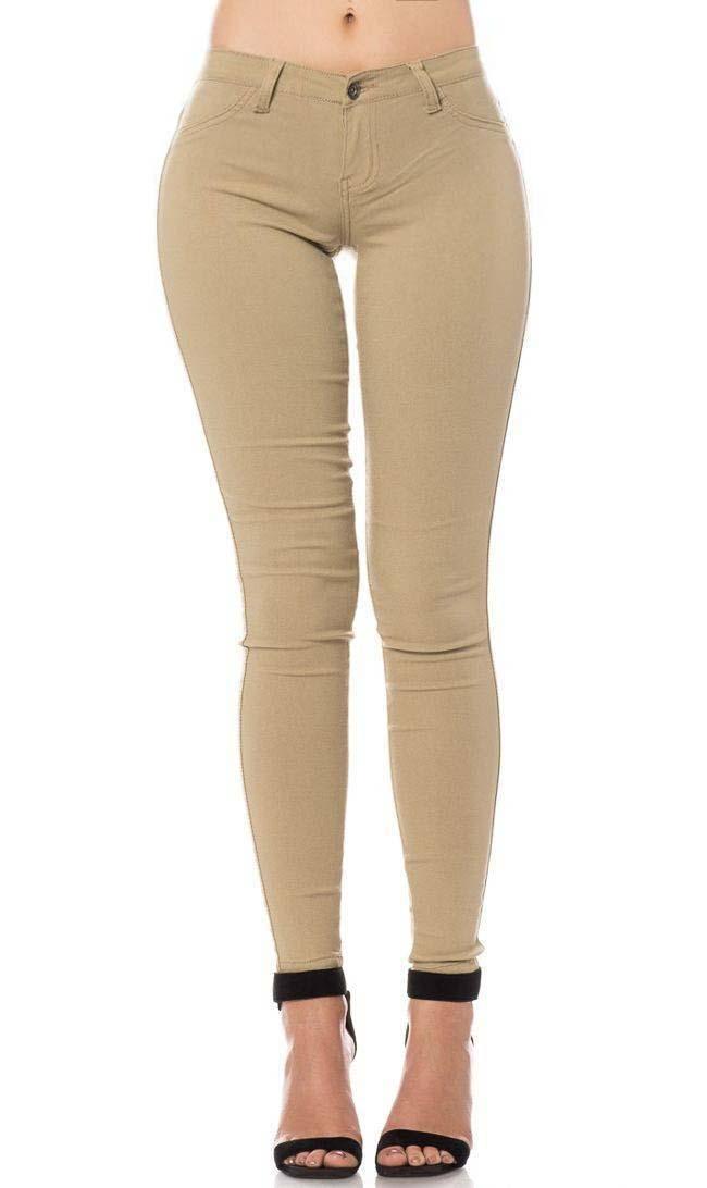 Low Rise Stretchy Skinny Jeans In Khaki 4278