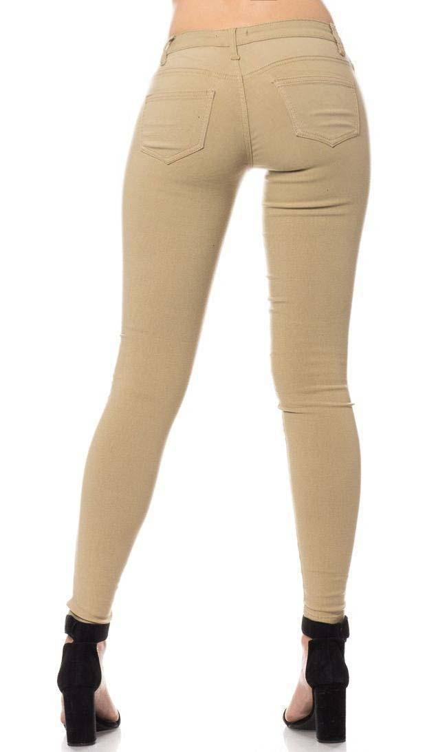 Low Rise Stretchy Skinny Jeans In Khaki 2256