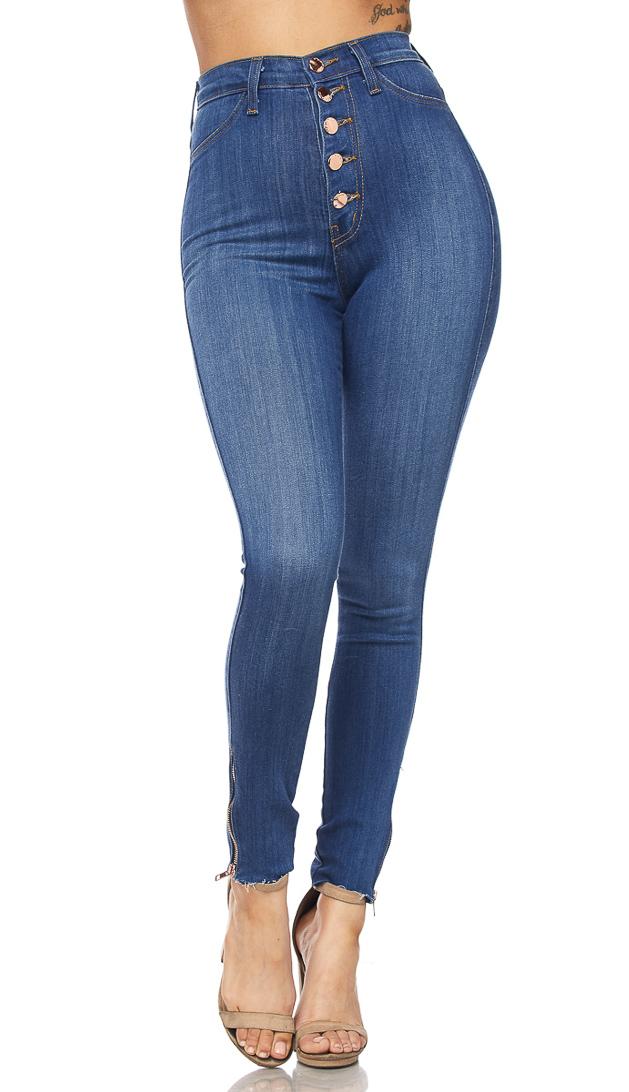 Ankle Zipped Five Button High Waisted Denim Pants – SohoGirl.com