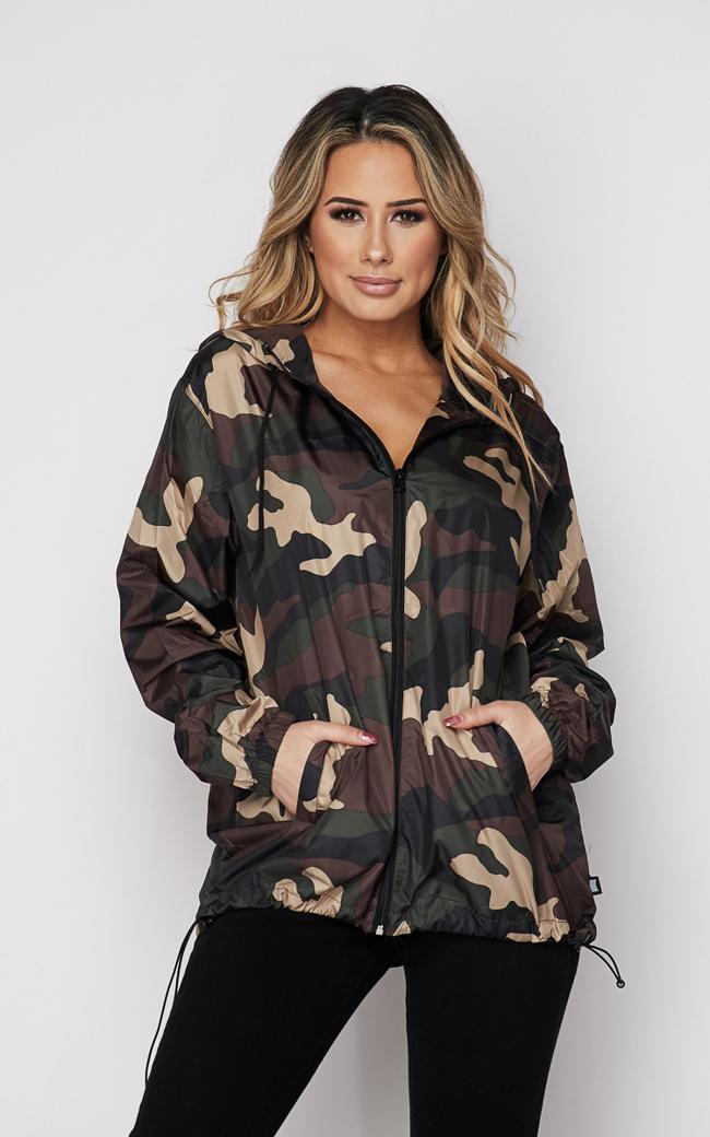 Camouflage Windbreaker Zip Up Women's Jacket – SohoGirl.com