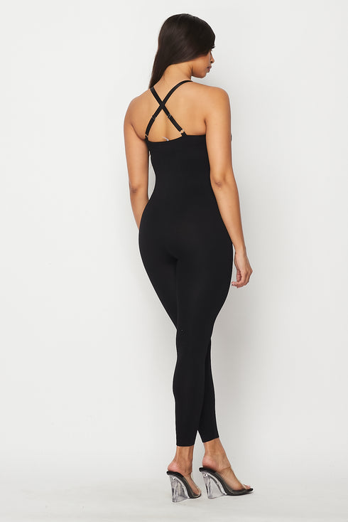 Crisscross Back Unitard Jumpsuit - Black – SohoGirl.com