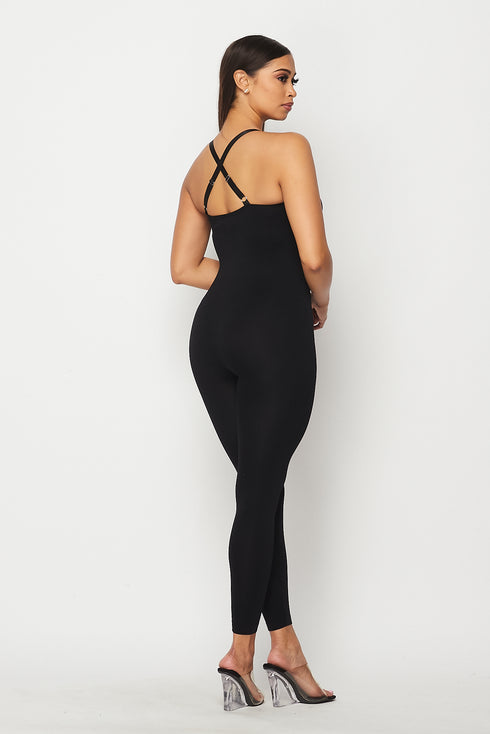 Crisscross Back Unitard Jumpsuit - Black – SohoGirl.com