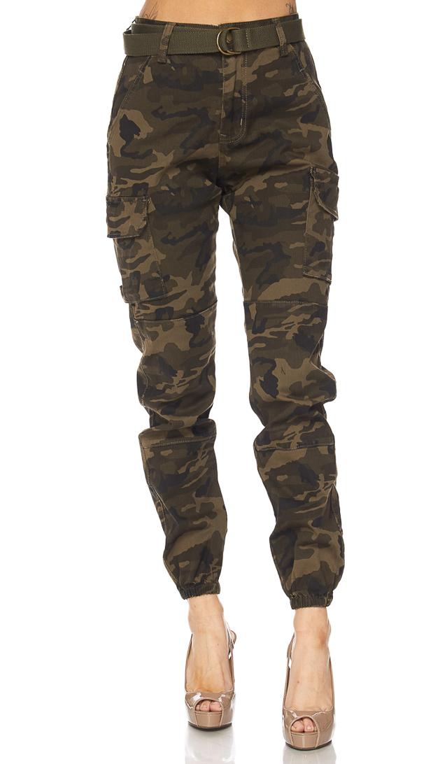 Belted Olive Camouflage Cargo Jogger Pants (S-XXXL) – SohoGirl.com