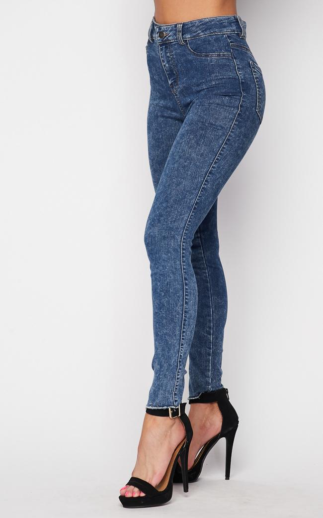 Blue Acid Wash Stretchy High Waist Skinny Jeans – SohoGirl.com
