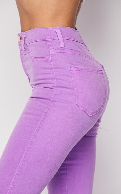 Vibrant High Waisted Super Stretch Skinny Jeans In Purple 5962