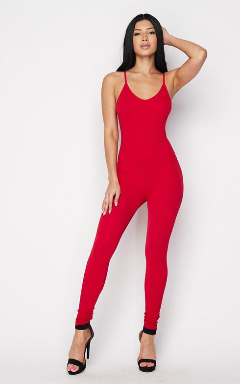 Ribbed Camisole Unitard in Red – SohoGirl.com