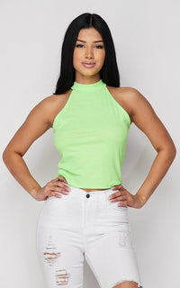 ribbed high neck crop top