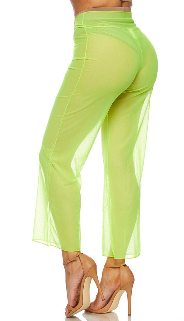 Neon Green Front Tie Mesh Cover Up Pants – SohoGirl.com