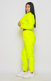 Neon Windbreaker Tracksuit Pants Set - Yellow – SohoGirl.com