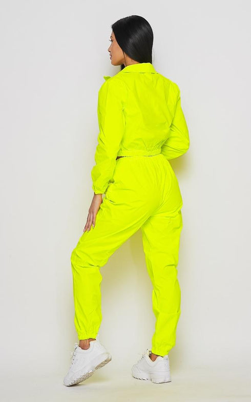 Neon Windbreaker Tracksuit Pants Set - Yellow – SohoGirl.com