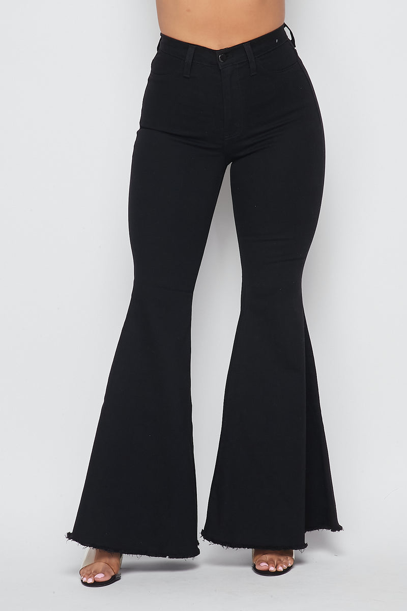 High Waisted Super Flare Bell Bottoms Jeans (1-3XL) - Black – SohoGirl.com