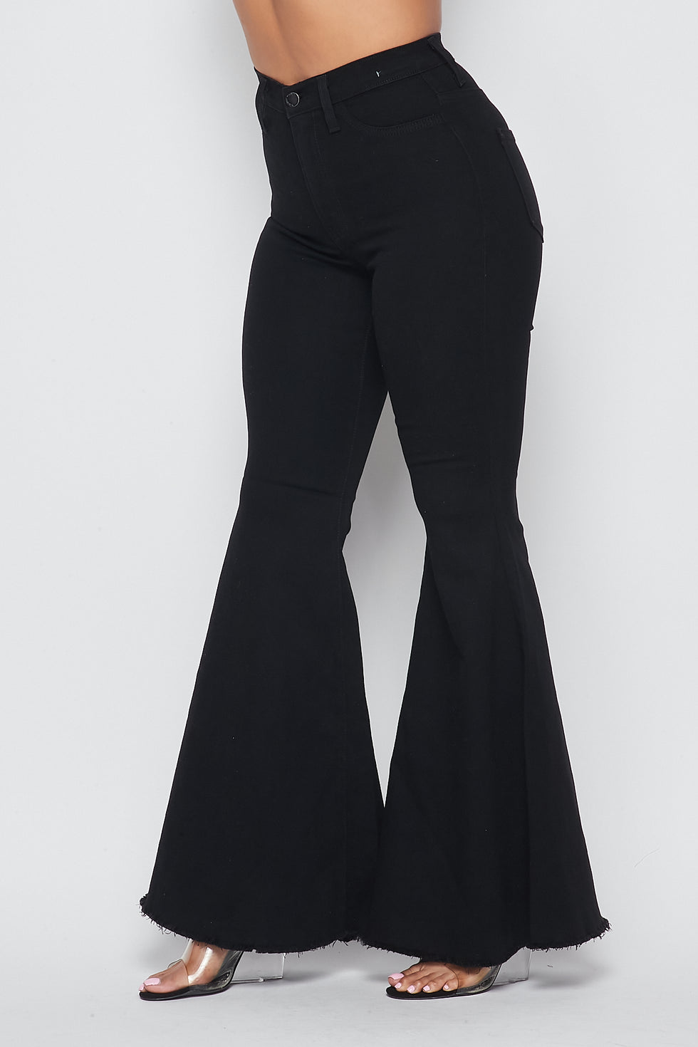 High Waisted Super Flare Bell Bottoms Jeans (1-3XL) - Black – SohoGirl.com