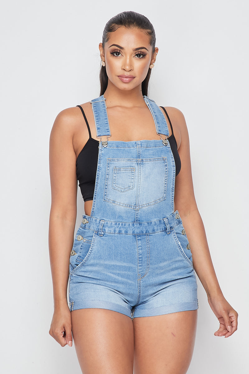 Cute Denim Short Overalls - Light Wash – SohoGirl.com