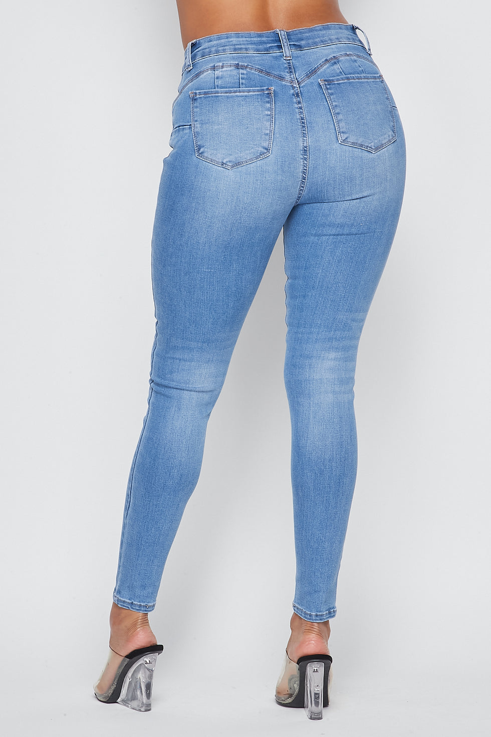 Basic Push Up Denim Skinny Jeans Light Wash 5642