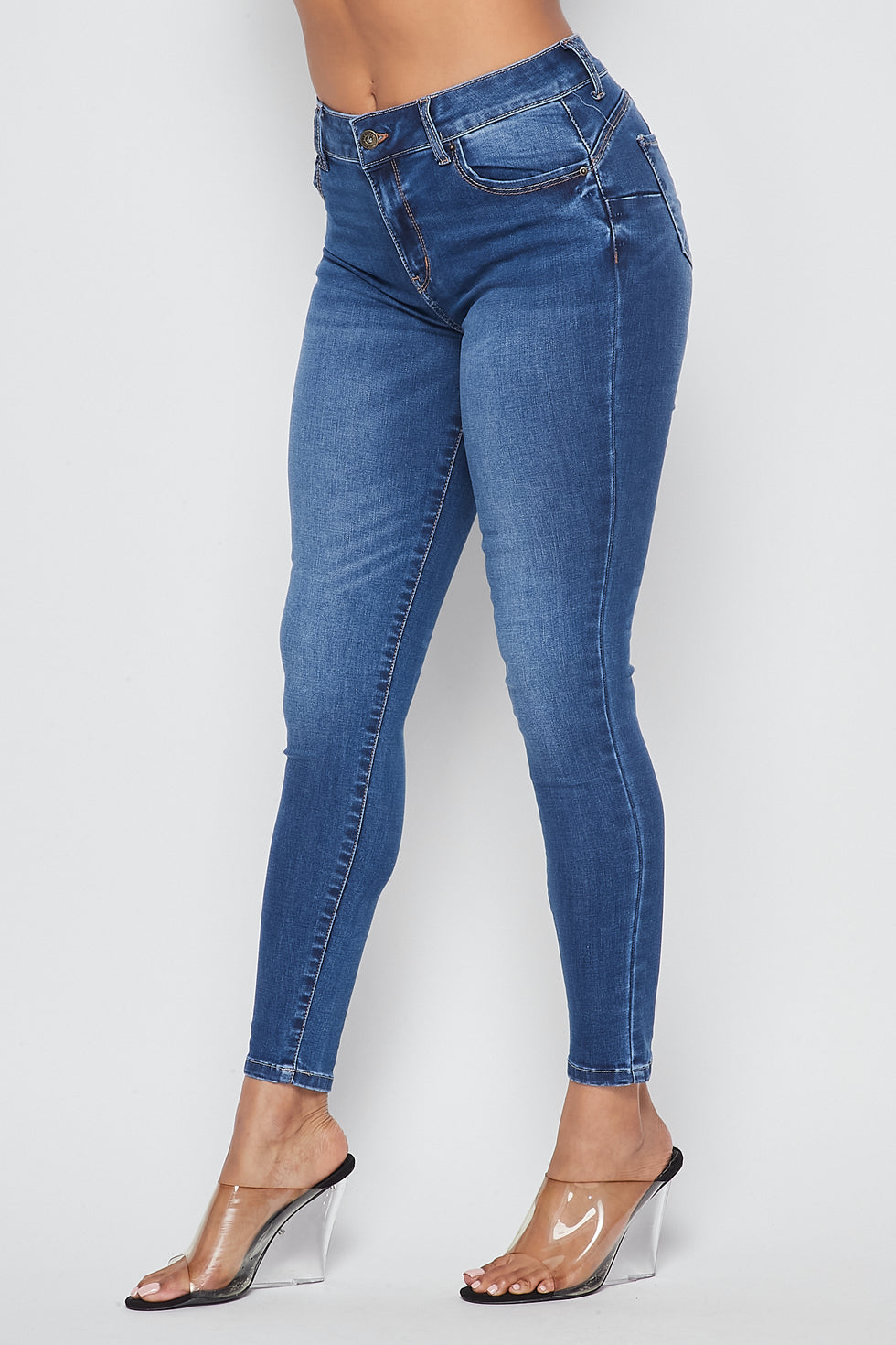 Basic Push-Up Denim Skinny Jeans - Medium Wash – SohoGirl.com