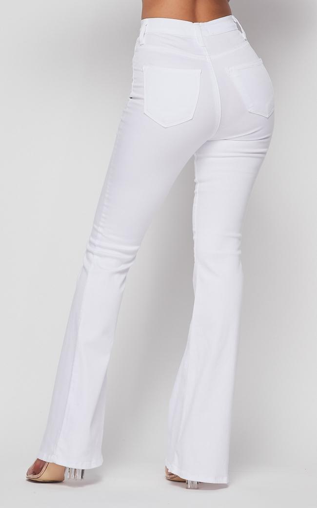 Vibrant Five Button Bell Bottom Jeans -White – SohoGirl.com