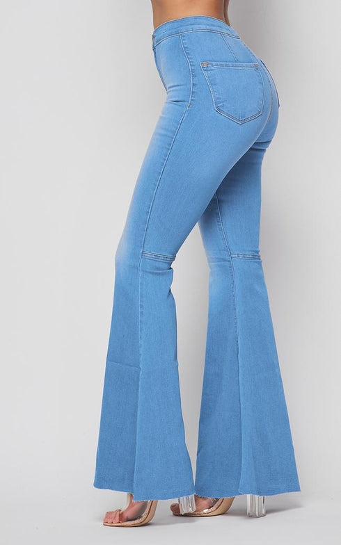 Vibrant Super Flare Bell Bottom Jeans - Light Denim (1-3XL) – SohoGirl.com