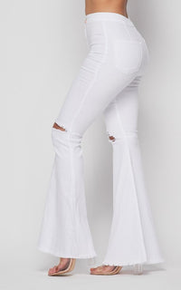 white flare pants