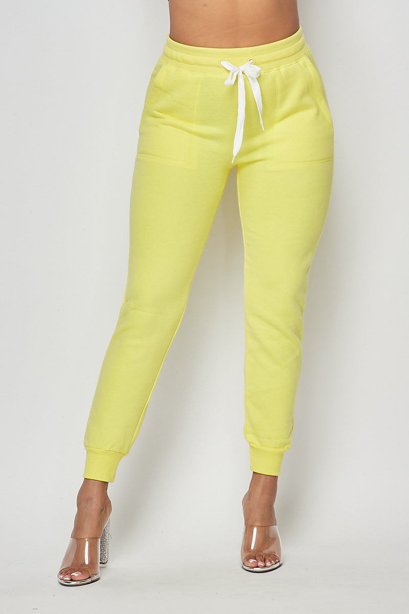 Mia Drawstring Jogger Sweatpants - Yellow – SohoGirl.com