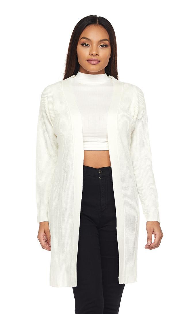 Ribbed Longline Knit Cardigan - Ivory – SohoGirl.com