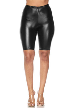 black metallic biker shorts