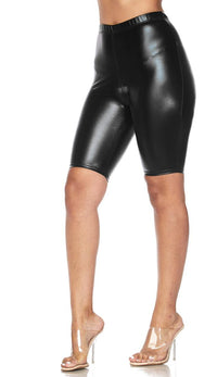 black metallic biker shorts