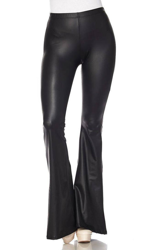 Black Faux Leather Bell Bottom Pants (Plus Sizes Available) – SohoGirl.com