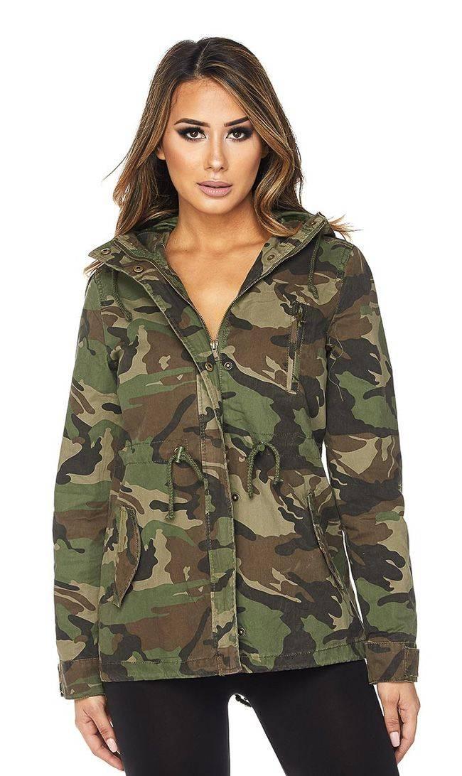 Women's Olive Camouflage Hooded Parka Jacket (S-L) – SohoGirl.com