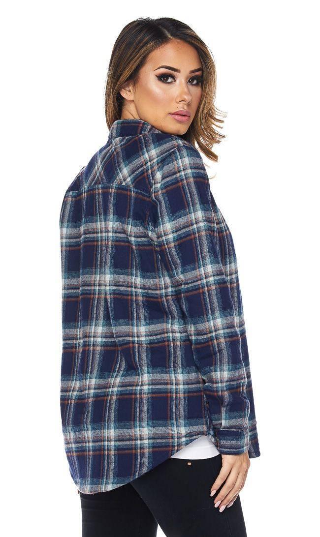 Faux Fur Lined Plaid Flannel in Blue – SohoGirl.com