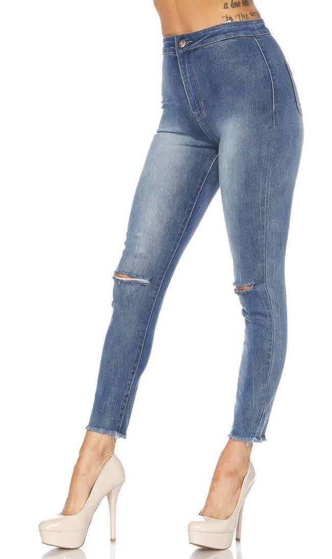 Super High Waisted Stretchy Knee Slit Denim Jeans (S-XL) – SohoGirl.com