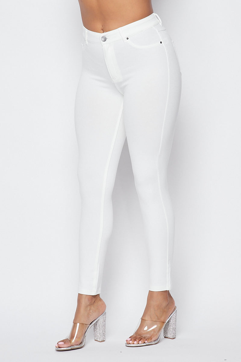 Classic High Rise Stretchy Skinny Pants (S-3XL) - White – SohoGirl.com