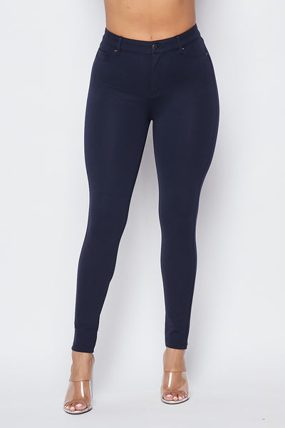 Classic High Rise Stretchy Skinny Pants (S-L) - Navy Blue – SohoGirl.com