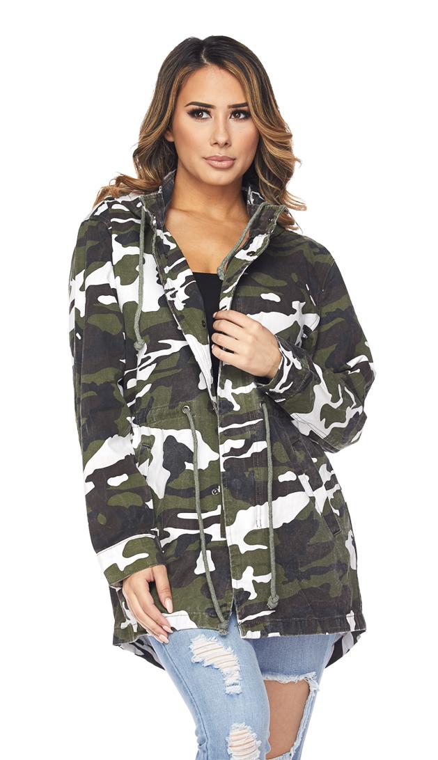 Hooded Camouflage Anorak Jacket - Winter Camo – SohoGirl.com