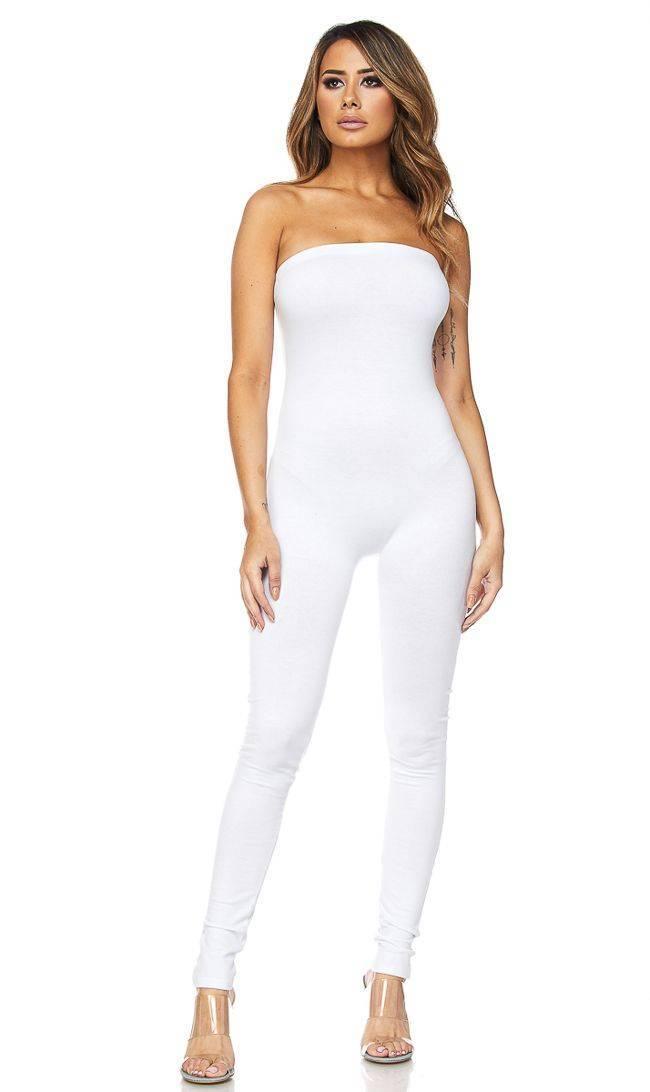 White Strapless Bodycon Jumpsuit – SohoGirl.com
