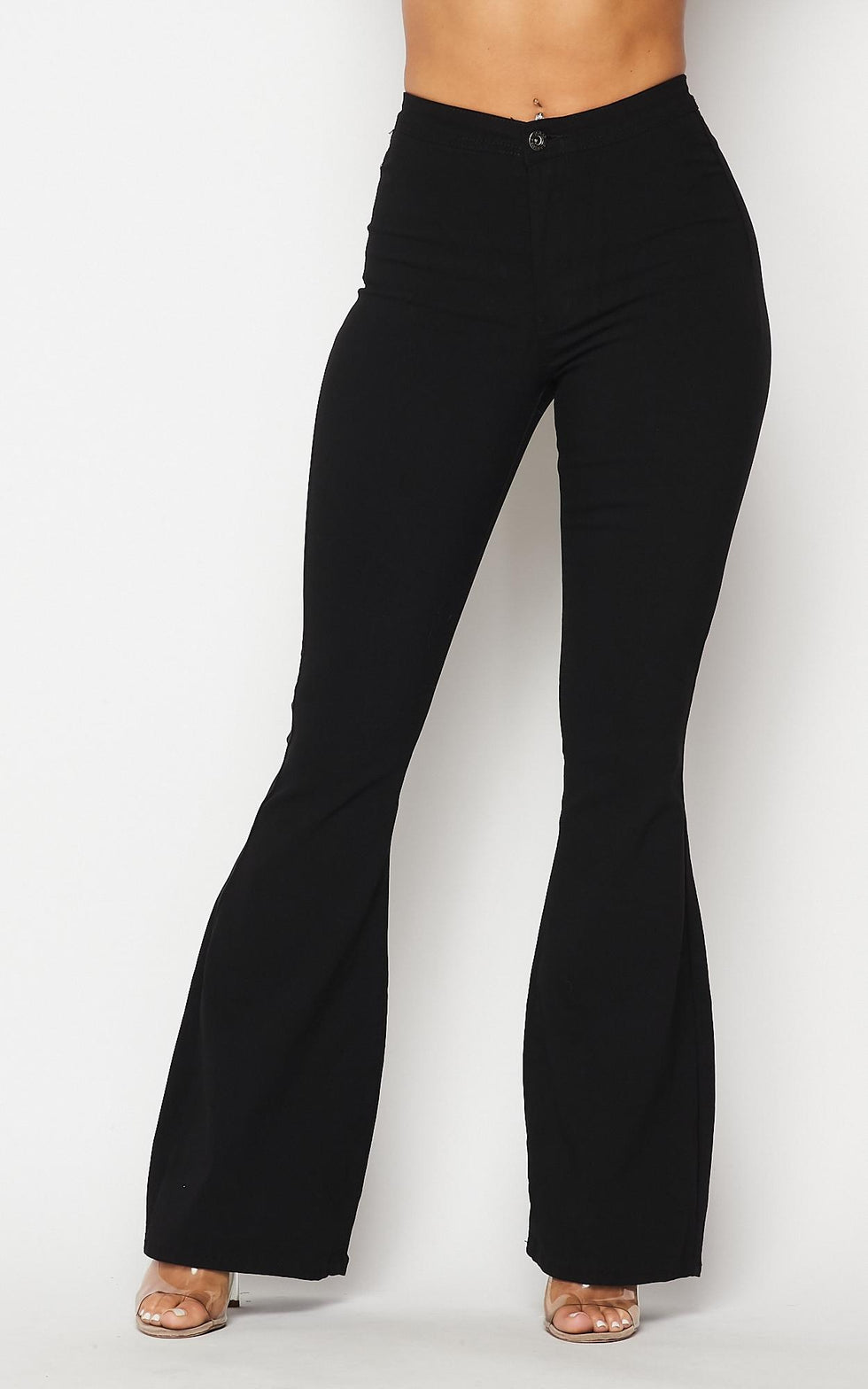 Bell Bottom High Waisted Stretchy Jeans - Black – SohoGirl.com