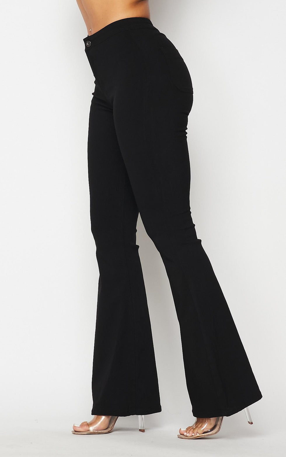 High Waisted Stretchy Bell Bottom Jeans - Black – SohoGirl.com