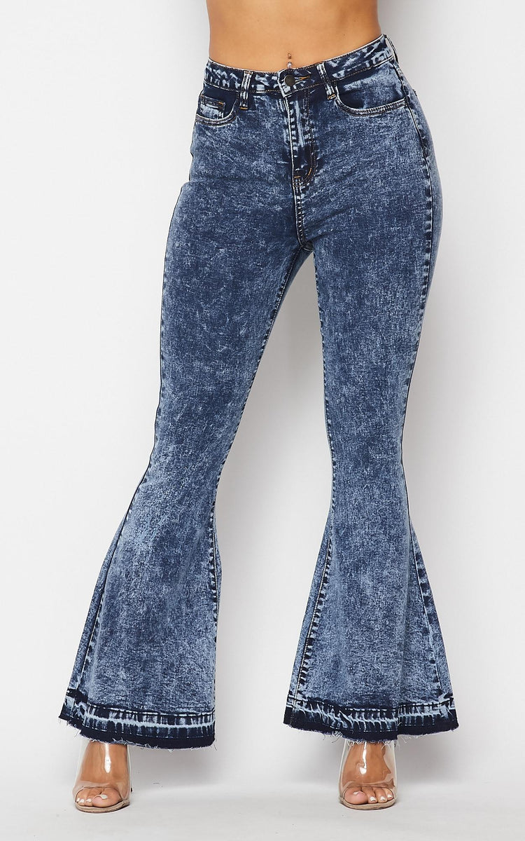 Classic High Rise Flare Denim Jeans in Acid Wash – SohoGirl.com